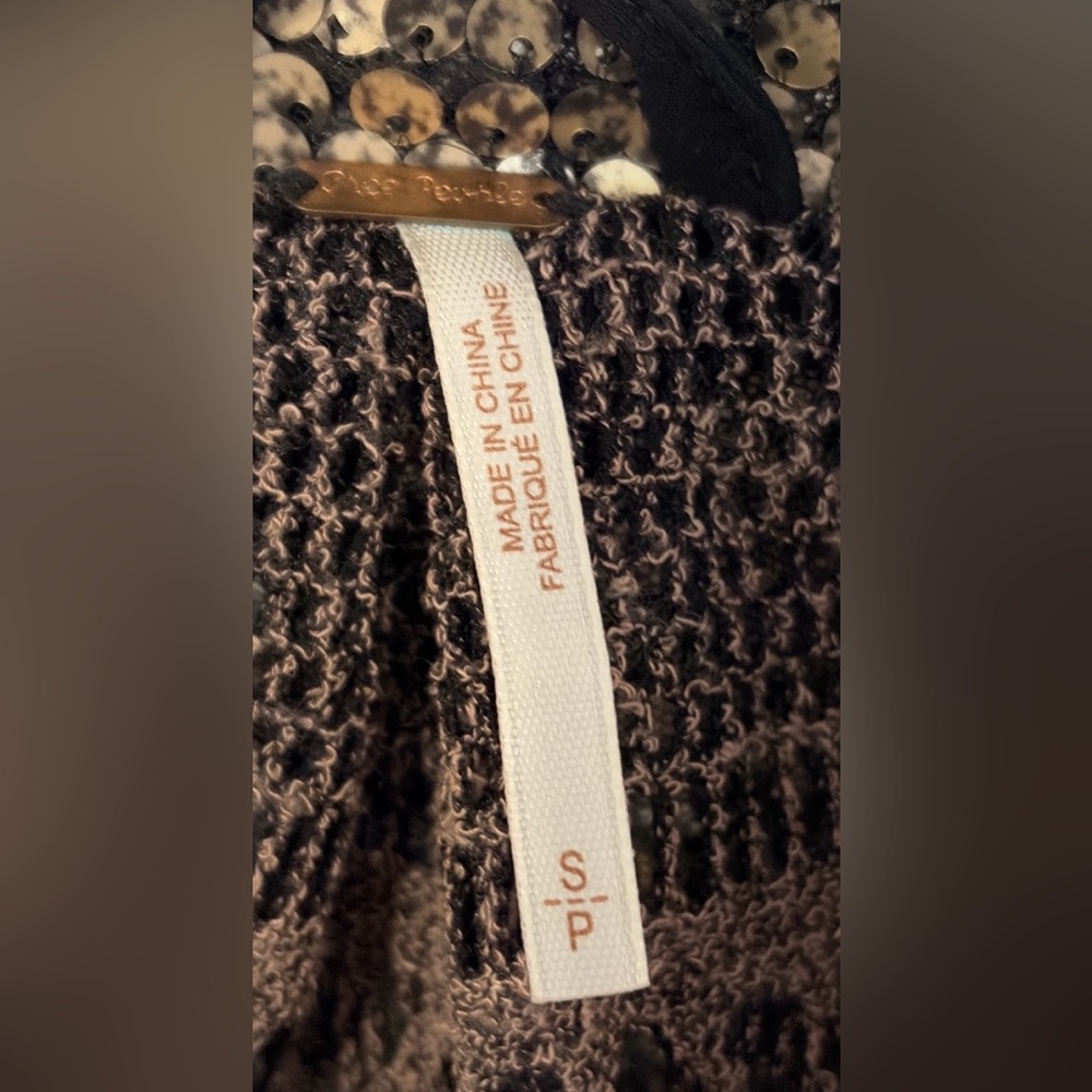 Free People Metallic Gold Sequin long Sleeve Jacket Womens SP - Picture 5 of 9